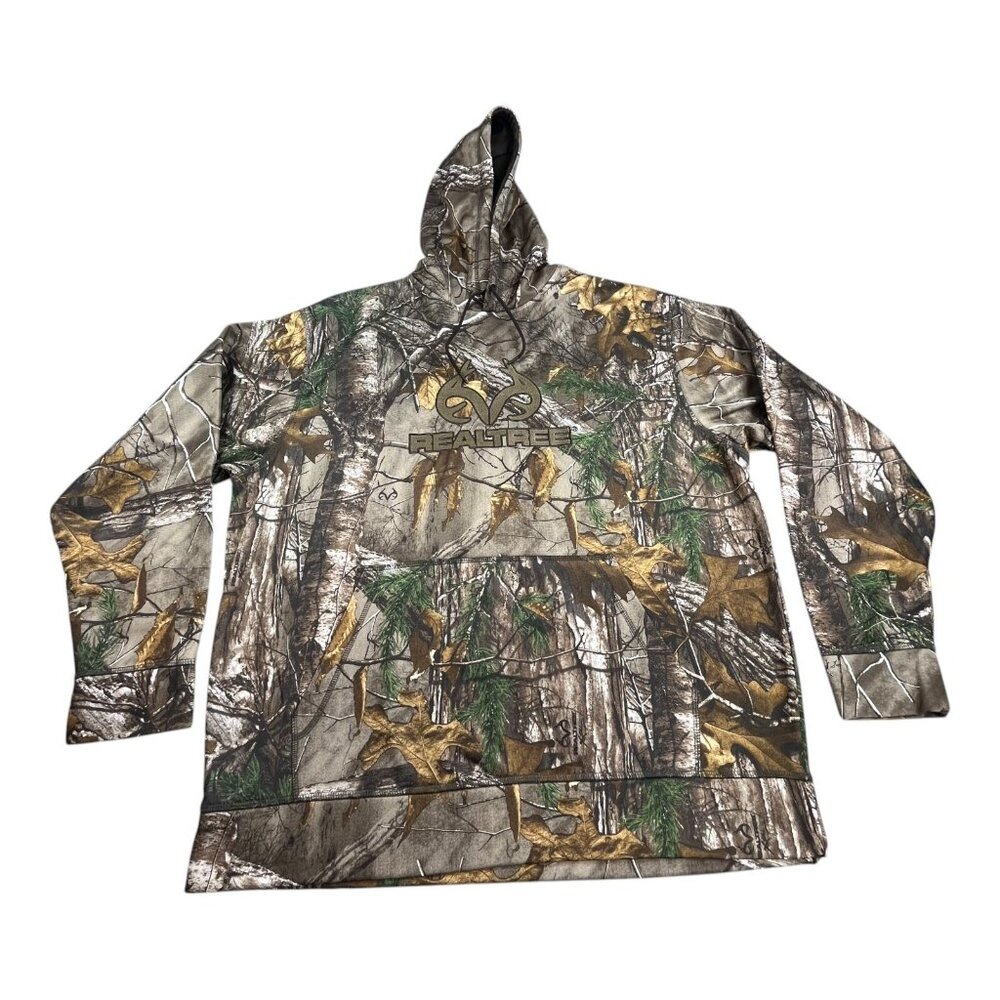 Realtree Edge Pullover Hoodie Mens L Brown Camouflage Fleece Hunting Y2K Fishing - Picture 1 of 9
